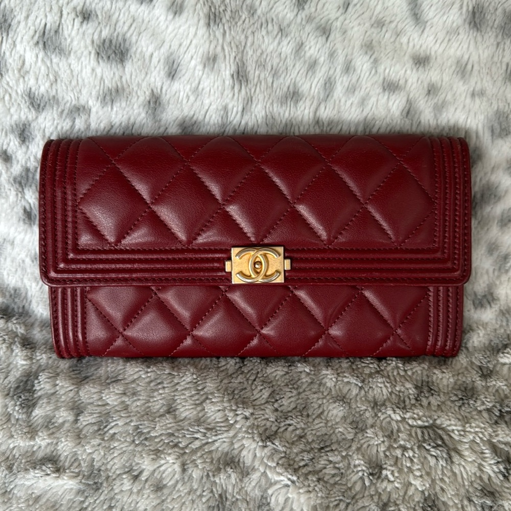 Authentic Chanel Boy long flap wallet